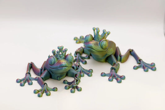 bewegliche Froschprinzessin und Froschprinz - Märchenhafte Froschfiguren - Schreibtischspielzeug und Wohndekoration