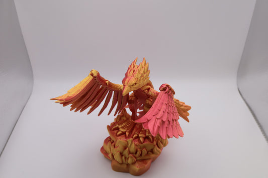 beweglicher Phoenix auf seinem Stand - Schreibtischspielzeug - Fidget Toy - Raumdekoration