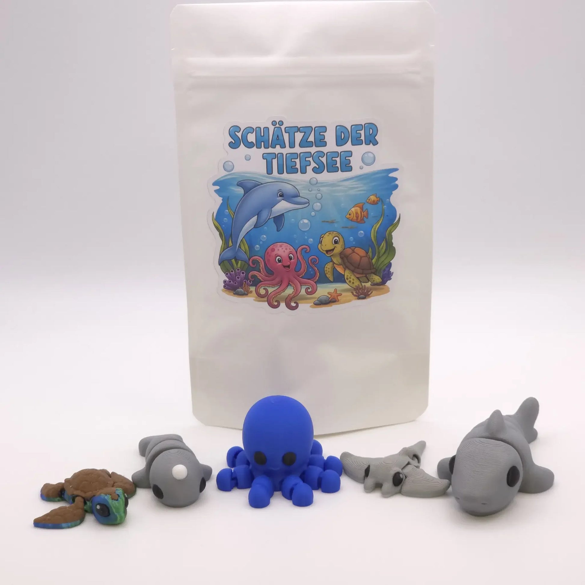 Meerestiere Minifiguren | 5er-Set 'Schätze der Tiefsee' | Ozean Deko Geschenk - TobiCrafts3D