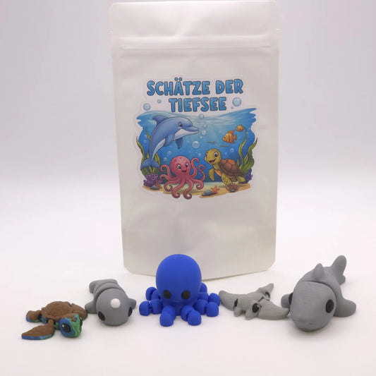 Meerestiere Minifiguren | 5er-Set 'Schätze der Tiefsee' | Ozean Deko Geschenk - TobiCrafts3D