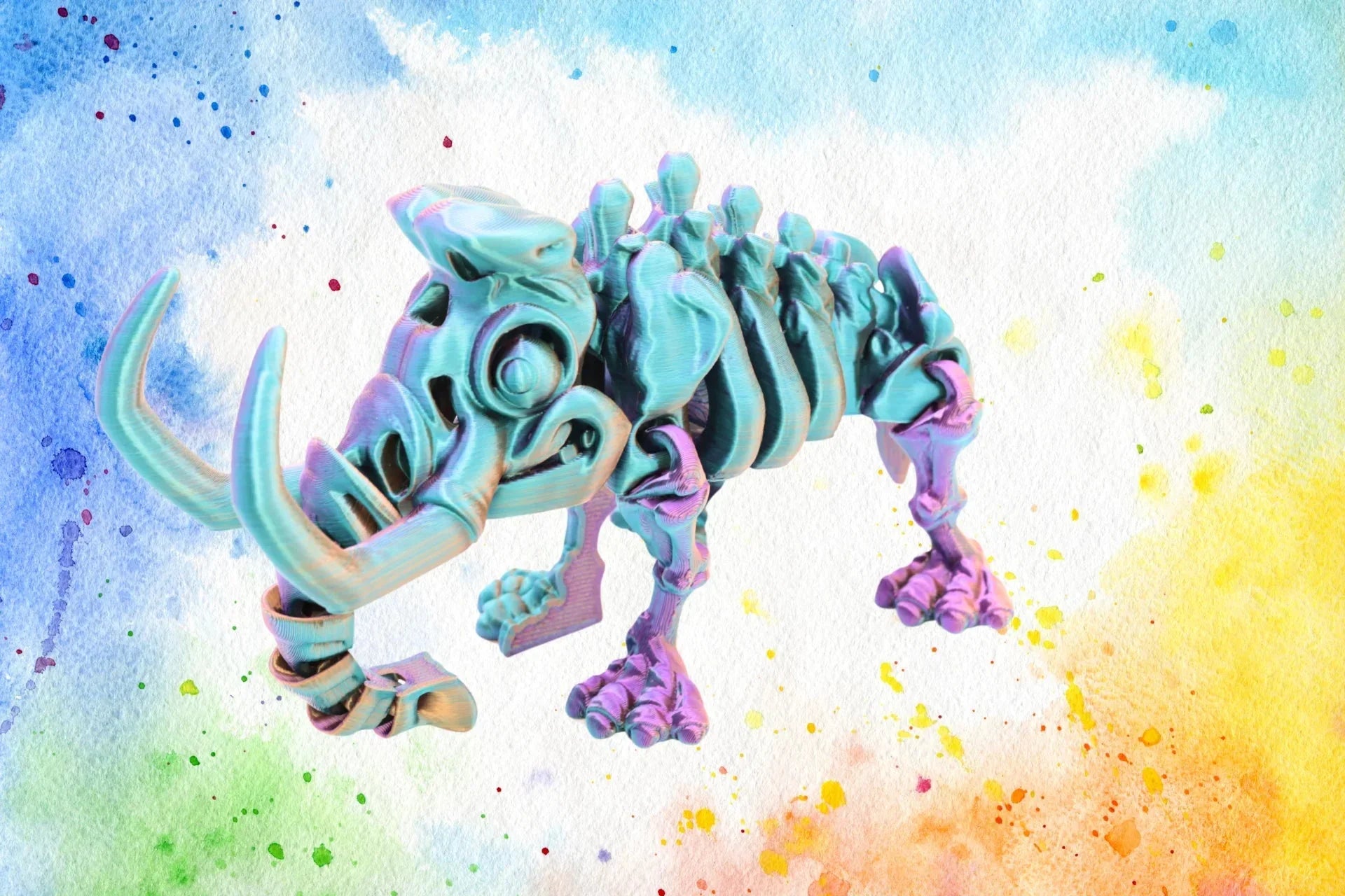 Faszinierendes 3D-gedrucktes Mammut – Perfektes Geschenk und Fidget Toy für Jung und Alt – Farbwechselndes Filament – Viele Farben - TobiCrafts3D