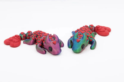 Leo der Herzensdrache 3D gedruckt beweglicher Glücksbringer rote Herzen magischer Glücksdrache farbwechselndem Filament Schutzdrache - TobiCrafts3D