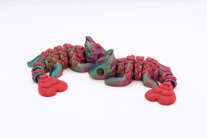 Leo der Herzensdrache 3D gedruckt beweglicher Glücksbringer rote Herzen magischer Glücksdrache farbwechselndem Filament Schutzdrache - TobiCrafts3D