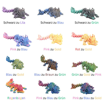 Leo der Herzensdrache 3D gedruckt beweglicher Glücksbringer rote Herzen magischer Glücksdrache farbwechselndem Filament Schutzdrache - TobiCrafts3D