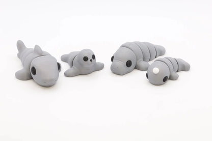 Meeresfiguren Set 4-teilig Narwal Hai Robbe Seelöwe Fidget Toy Bewegliche 3D Druck Figuren Dekoration Geschenkidee für Ozean Fans - TobiCrafts3D