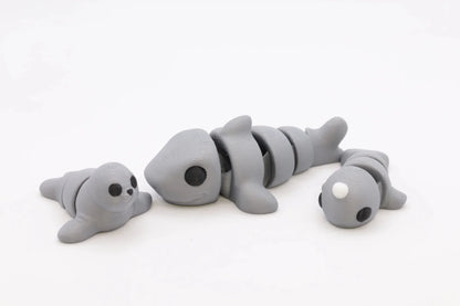 Mini Meeresfiguren Set 3-teilig Narwal Hai Robbe Instagram Fidget Toy 3D Druck für Dekoration Geschenkidee Sammler - TobiCrafts3D