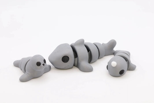 Mini Meeresfiguren Set 3-teilig Narwal Hai Robbe Instagram Fidget Toy 3D Druck für Dekoration Geschenkidee Sammler - TobiCrafts3D