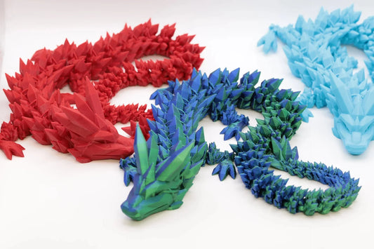Viraler beweglicher 3D Gedruckter Kristalldrache - 39 cm Fidget Toy - Schreibtischspielzeug - Perfekte Geschenkidee - TobiCrafts3D