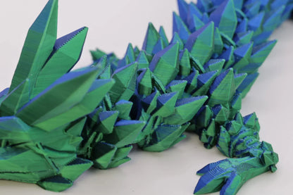 Viraler beweglicher 3D Gedruckter Kristalldrache - 39 cm Fidget Toy - Schreibtischspielzeug - Perfekte Geschenkidee - TobiCrafts3D